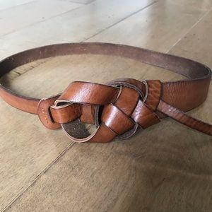 LOFT Leather Belt Brown Knot Buckle XS